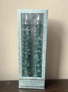 Lametta & Tanne flammenlose Spitzkerzen 2 Stück LED Weihnachtsbaum 11" grün schimmernd - Bild 1 von 4