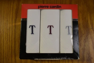 PIERRE CARDIN LENÇOS FINOS MASCULINOS de algodão letra monogramada T 3 EM CONJUNTO - Imagem 1 de 2