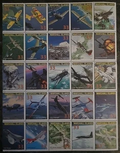 Marshall Islands Scott 728a-728y Legendary Aircraft 2 (2000) Full Set Of 25 MNH - Picture 1 of 10