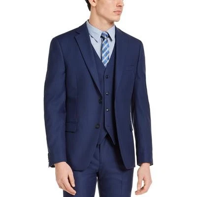 Traje Chaqueta Blazer Alfani Para Hombres Calce Ajustado 52 R Azul Marino Sólido Elástico Foto 1 de 1