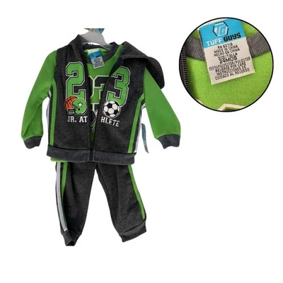 Chicos 2 Piezas Sudadera con Capucha Chándal Talla 24M Tuff Guys Jr. Atleta - Nuevo con Etiquetas Foto 1 de 4