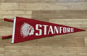 Pennant vintage anni '40 Stanford University testa capo indiano morbido full size - Foto 1 di 8