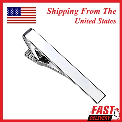  Silver Stainless Steel Tie Clip Bar Necktie Silver Mens Clasp Clamp 2.2" Inches - Image 1 of 4