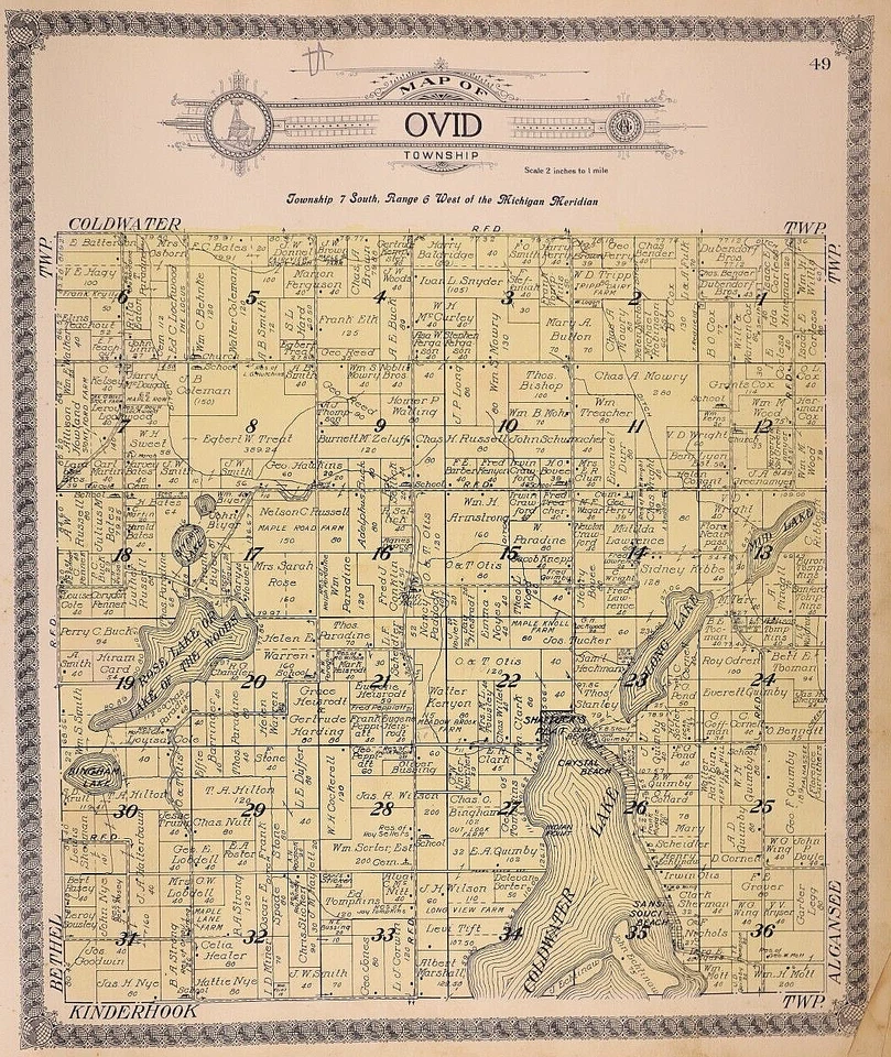 1904 Plat Map ~ OVID Twp., BRANCH Co., MICHIGAN ~ (14x17)-#07 - Image 1 of 1