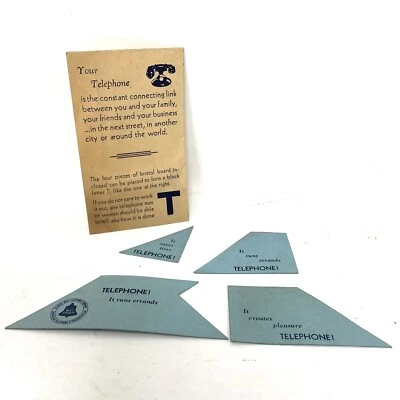 Antique Vtg Bell Telephone Advertising T Puzzle 1920s 1930s Paper Illinois  - Image 1 of 4