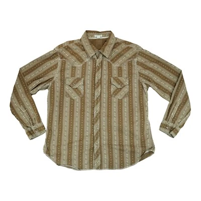 Camisa The Original Arizona Jeans Co. Para Hombres XL A Presión Manga Larga Rayas Marrón Foto 1 de 4