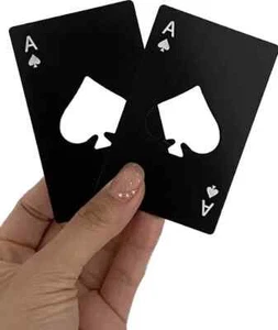 *Lot of 4* ACE OF SPADES Bottle Opener Black RFID Motorhead Playing Cards 2 Each - Picture 1 of 3