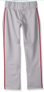 Alleson Erwachsene Herren Open Bottom Baseball Hose mit Paspel Zopf grau rot Gr. XL - Bild 1 von 2