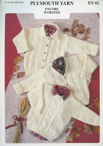 Baby, Child Sweater, Jackets Plymouth Knitting Pattern EN02 Encore Worsted 20-30 - Picture 1 of 2