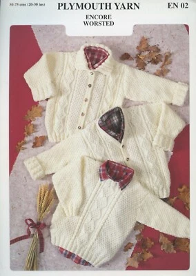 Baby, Child Sweater, Jackets Plymouth Knitting Pattern EN02 Encore Worsted 20-30 - Image 1 of 2