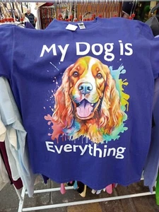 Brand New T-Shirt in Large, Colbolt Blue, Painted Cocker Spaniel Tee - Picture 1 of 6