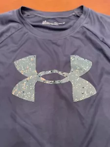 Under Armour Blue UA Tech Logo Fill Long Sleeve Activewear Shirt Boys Size XL - Picture 1 of 3