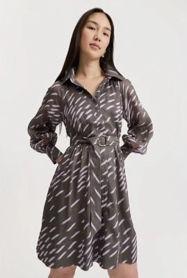 COUNTRY ROAD KALEIDOSCOPE CINCHED SILK LINEN SHIRT DRESS SIZE 4  BNWT RRP $249 - image 1 of 4