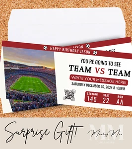 Custom Match Day Ticket Voucher, Football Game Ticket, Birthday Gift Personalise - Picture 1 of 1