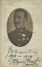 7710-BOSNIA,CARTOLINA IMMAGINE DEL RE, ANNULLO MILITARE DOBRLIN, OSTERREICH,1909