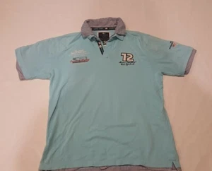 Rare SUNDSTROM Mens 2XL Ocean Cup Miami Speedboat Double Collar Blue Polo Racing - Picture 1 of 5