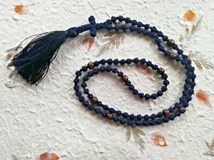 Cuerda de oración 100 nudos azul marino hilo dental con cuentas de madera | Regalo chotki ortodoxo - Imagen 1 de 4
