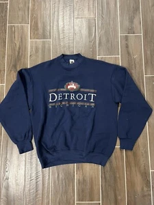 Vintage Detroit Michigan Navy Blue Sweater Crewneck Size XL - Bild 1 von 6