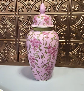Jarrón decorativo de porcelana con flor pintado - Imagen 1 de 5