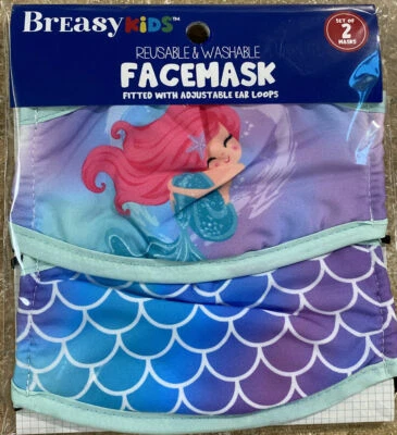 BreasyKids Reusable & Washable Face mask - Little Mermaid Theme, 2 Masks #FRHP - Image 1 of 2