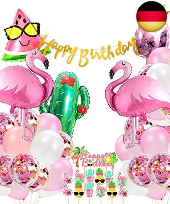 Regendeko 46er Set Geburtstagsdekoration Sommerfest Flamingo Party Dekoration - Bild 1 von 4