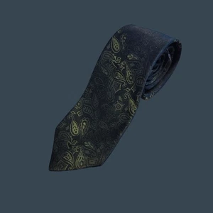 Corbata de cachemira de seda sufirín Hughes Hatcher verde y negra - Imagen 1 de 5