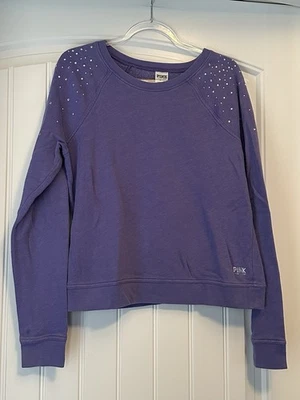 Sudadera Victoria’s Secret Rosa Cuello Redondo Púrpura Estrás Manga Larga M Foto 1 de 4