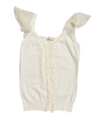 Valentino Roma Viscosa Flutter Manga Top Camisola Crema Blanco XS S Encaje De Colección Foto 1 de 4