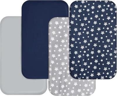 4-Pack Bassinet Sheets 33"x20" Fits Mika Micky/Baby Delight/Dream On Me & More - Image 1 of 4