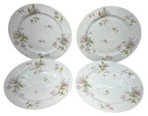 4 piatti da portata Haviland Schleiger 79 papaveri rosa blu Limoges Francia 9 5/8" - Foto 1 di 7