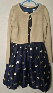 Gymboree Dress / Sweater Set Scotty dog girls blue gold girl Size 8)  4 Pieces - Picture 1 of 18