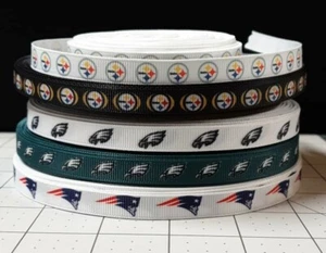 NEW 5-yards of Steelers, Patriots, Eagles 3/8" wide Grosgrain Ribbon - Picture 1 of 1