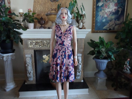 Abito tubino Moschino Cheapandchick rosso stampa multi floreale plissettato taglia US 6