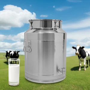 Secchiello latte acciaio inox barile tondo per alimenti 64L lattiera lattiera lattina sigillato - Foto 1 di 16