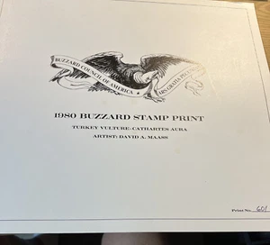 1980, Buzzard Stamp Print, Turkey Vulture David Maass, 601/777, Mint Stamp, Folder. - Bild 1 von 12