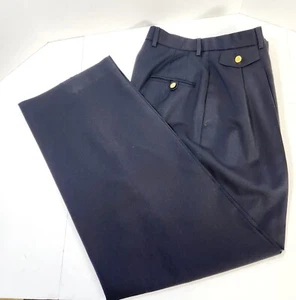 Burberrys Women’s Wool Trouser Dress Pants Navy Size 10 Vintage Wide Leg - Picture 1 of 10