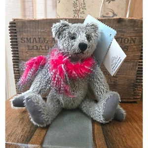 Vintage Betty's Bears Genuine Mohair Grey Plush Teddy Bear Moveable Arms - Picture 1 of 4