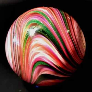 MARK MATTHEWS GLASS MARBLE/2.625"-RASPBERRY SPLOOSH-WORLDWIDE FAST SHIPPING - Picture 1 of 6