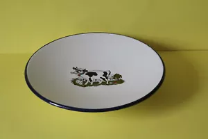 Large bowl on foot fruit bowl serving bowl enamel enamel motif cow 29 cm XXL - Picture 1 of 3