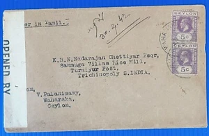 British Ceylon Censor Cover WW II 1942 with the Flap L/25 - Picture 1 of 2