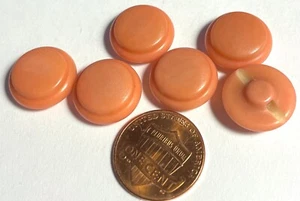 Set of 6 Vintage NOS Domed Coral Pink Plastic Buttons Almost 5/8" 15mm 14858 - Picture 1 of 2