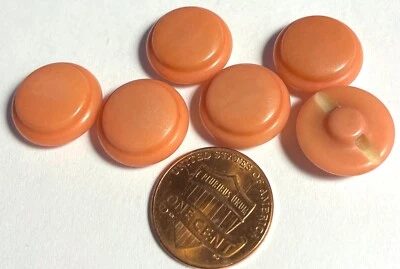 Set of 6 Vintage NOS Domed Coral Pink Plastic Buttons Almost 5/8" 15mm 14858 - Image 1 of 2