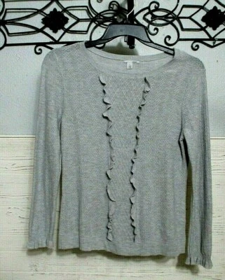 Halogen Knit Top Size LP Gray Long Sleeved Scoop Neck - Image 1 of 4