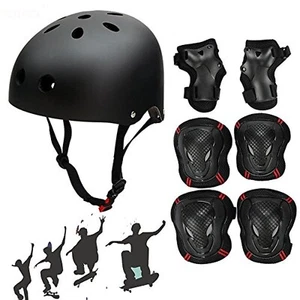 Adjustable Skateboard Skate Helmet with Protective Gear Knee Pads Elbow Pads ... - Picture 1 of 9