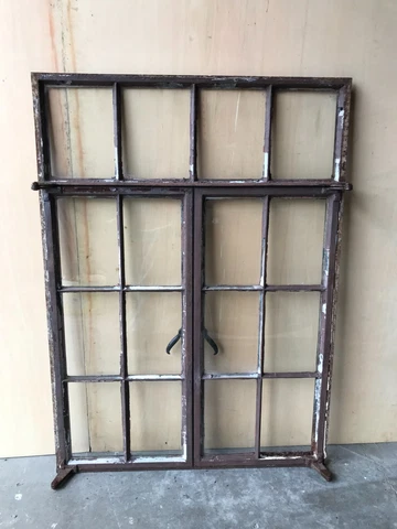Antique Double 8 Lite Casement Steel Industrial Shop Window 38x52 VTG 1366-22B Cover