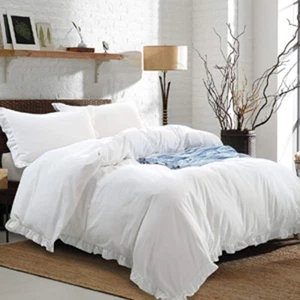 Cotton Linen 3 Piece Duvet Cover and Pillow Sham Set with Corner Ties - Picture 1 of 25