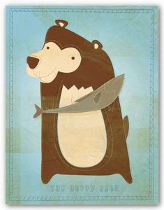 STAMPA ARTISTICA FAUNISTICA L'orso felice John con oro - Foto 1 di 1