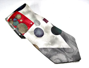 JT BECKETT Neck Tie Gray Blues Red GEOMETRIC Necktie 100% SILK Made USA - Picture 1 of 7