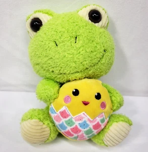 Easter Plush Frog Holding Chick Colorful Egg 7" Small Stuffed Animal Soft Toy - Picture 1 of 11