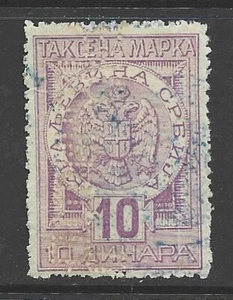 Serbia 1900 Revenue 10d Violet Fine Used, rebacked - Foto 1 di 2